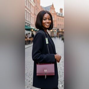 Badgley Mischka Monogram Tassel Crossbody - Wine Burgundy Red NWT